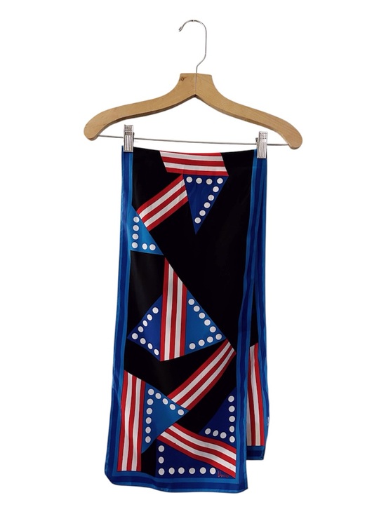 Vintage Accessories - Vintage Vera Silk Scarf Flag 4th Forth of July Independence Americana